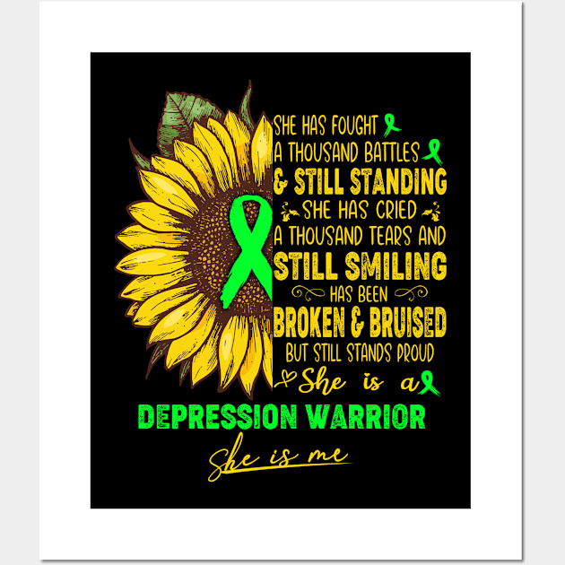 Depression Awareness She is A Depression Warrior She is Me Wall Art by ThePassion99